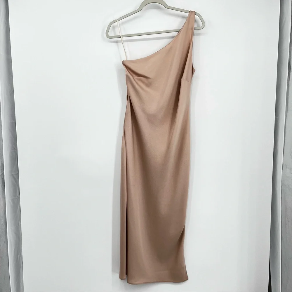 BHLDN Audrie One-Shoulder Midi Dress Size 6 in Oyster